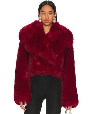 Adrienne Landau Faux Fur Jacket - Red