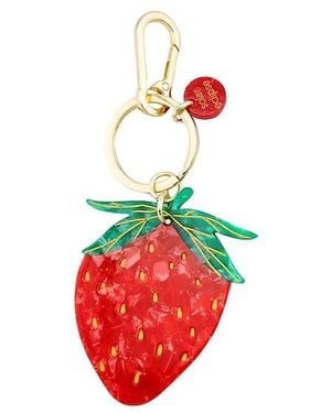 Solar Eclipse Hand-Painted Strawberry Bag Charm + Keychain - Red