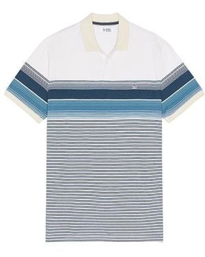 Original Penguin Pique Blocked Stripe Polo - Blue