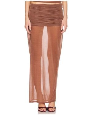 Lovers + Friends Ruffled Chiffon Maxi Skirt - Brown