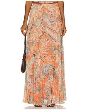 L'Agence Torin Pleated Maxi Skirt - Orange