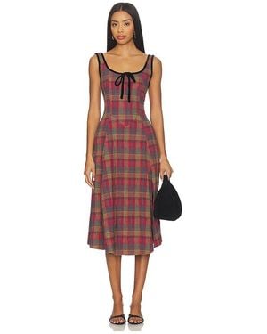 Free People Freya Plaid Midi Dress - Red