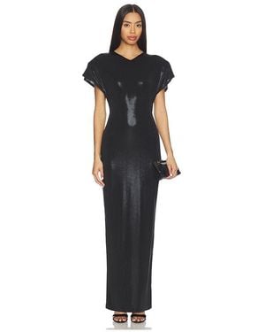 Norma Kamali Cap Sleeve Shoulder Pad Long Dress - Black
