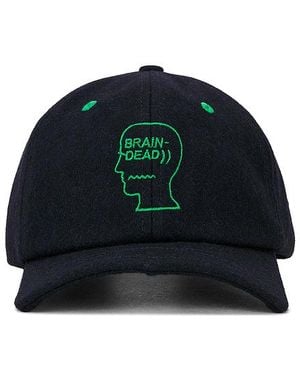 Brain Dead Batwing Logohead Flannel Hat - Black