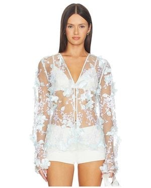 OperaSPORT Naya Blouse en Baby Blue - Blanc