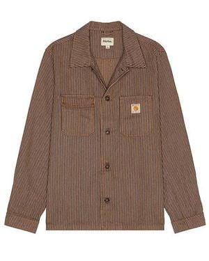 Rhythm Hickory Stripe Work Shirt - Brown
