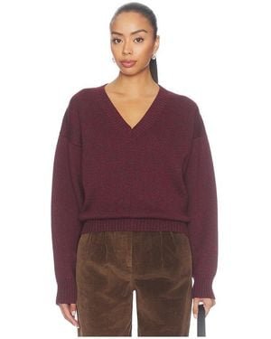 Rohe Sculptural Compact V Neck Sweater en Burgundy - Violet