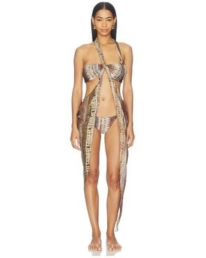 Jaded London Bikini Top With Scarf Overlay - Natural