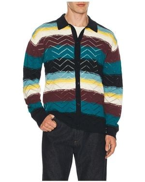 Scotch & Soda Open Structure Knitted Cardigan - Blue