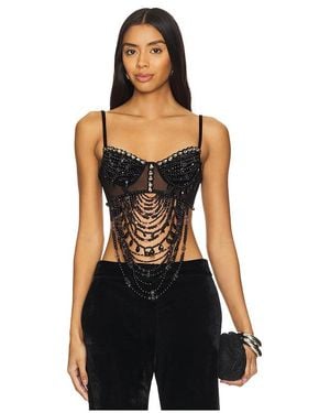 PATBO Beaded Velvet Lace Bralette - Black