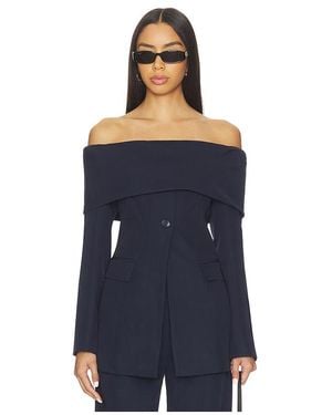 Line & Dot Derrick Off The Shoulder Top - Blue
