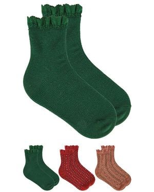 Free People Ruffle Sock Pack - Green