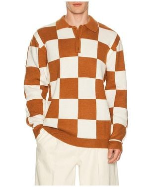 Rhythm Rhumba Check Knit Polo - Orange