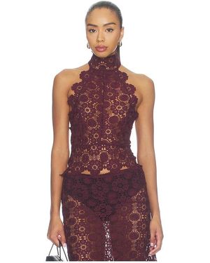 Lioness Trophy Lace Halter Top - Red