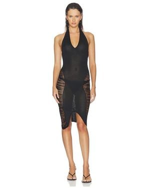 Halo Fringe Mini Dress - Black