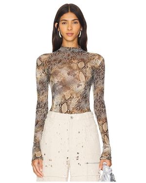 LAPOINTE Body De Malla Con Cuello Alto En Color Marrón Talla En - Neutro