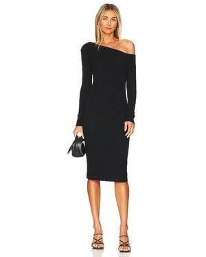 Enza Costa Sweater Knit Slouch Shoulder Dress - Black