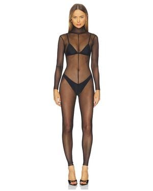 Norma Kamali Long Sleeve Slim Fit Turtleneck Catsuit - Black