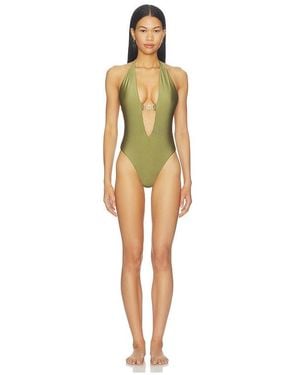 Runaway the Label Sicily Deep-V One Piece Swimsuit - Green