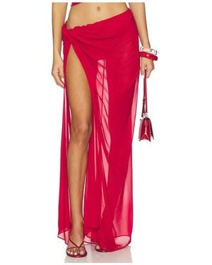 Courtney Zheng Florens Silk Georgette Knot Skirt - Red