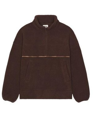 Rhythm Contrast Quarter Zip Pullover - Brown