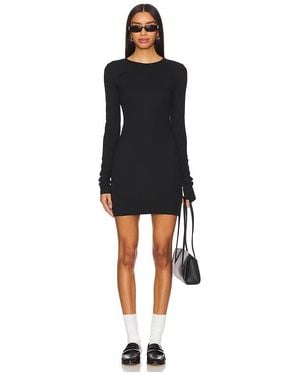 ÉTERNE Long Sleeve Crewneck Mini Dress - Black