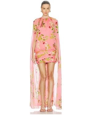 Hemant & Nandita Ruched Cape Mini Dress - Pink