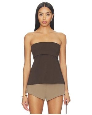 Closed Peplon Top - Brown