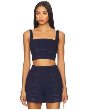 SAU LEE Bridgette Denim Top - Blue