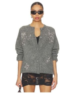 Markgong Beaded Mohair Knit Cardigan - Grey