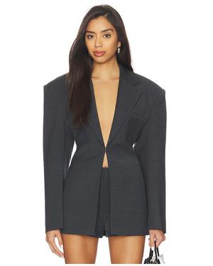 Courtney Zheng Blazer De Lana Scuba Milena En Color Gris Talla (También En M, S) - Negro