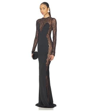 The New Arrivals Ilkyaz Ozel Jean Lace Detailed Satin Maxi Dress - Black