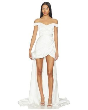 SAU LEE Vittoria Satin Dress - White
