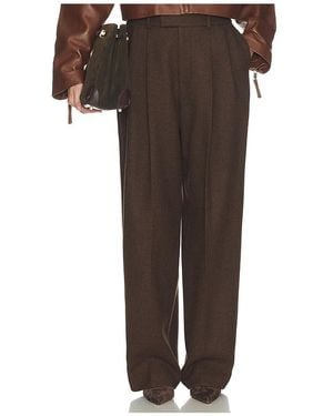 Helsa Italian Wool Blend Extra Full Trousers - Brown