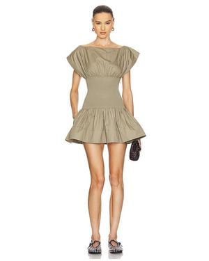 Helsa Rib Mix Shirting Mini Dress - Natural