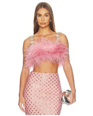 Bronx and Banco Madeline Diamond Feather Crop Top - Pink