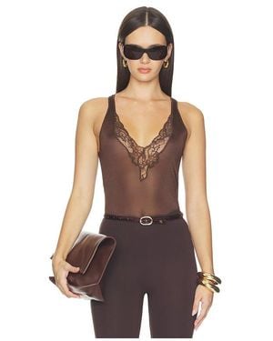 Balmain V-Neck Lace Viscose Knit Tank Top En Color Marrón Talla (También En 38, 40)