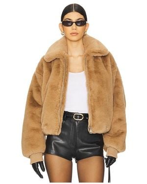 GOOD AMERICAN Faux Fur Collared Coat - Blue