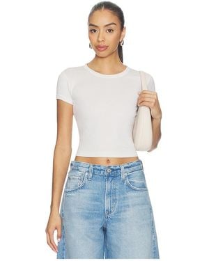 Enza Costa Supima Baby Rib Cropped Tee - Blue