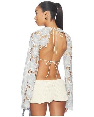 KETTEL ATELIER Floral Longsleeve Top - White