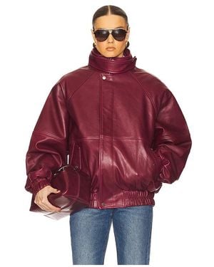 Helsa The Oversized Leather Bomber - Red
