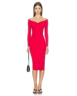 Fleur du Mal Vestido A Media Pierna Con Un Hombro Descubierto En Color Rojo Talla (También En M, S, Xs)