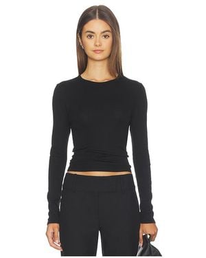 Enza Costa Fine Supima Cotton Long Sleeve Crew - Black