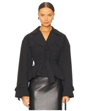 Lamarque Quinn Cropped Trenchcoat - Black