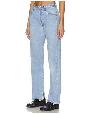 aligrace Vintage Relaxed Split Jeans - Blue