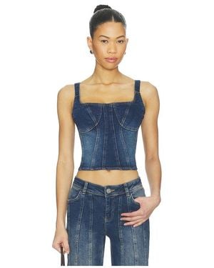 OW Collection Devin Denim Top - Blue