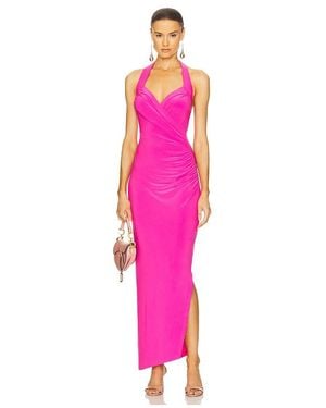 Norma Kamali X Revolve Halter Sweetheart Side Drape Gown - Pink