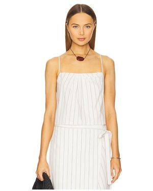 Vince Seedling Stripe Draped Front Tank - White
