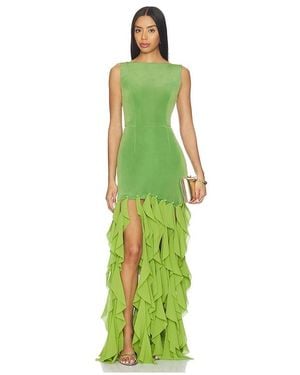 Elliatt Marison Ruffled Fringe Gown - Green