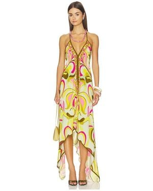 Rococo Sand High-Low Handkerchief Dress - Metallic